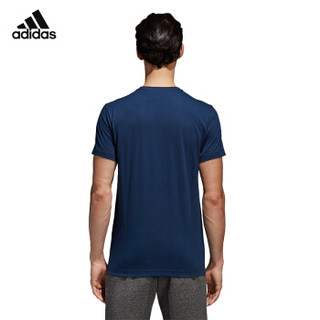 adidas 阿迪达斯 运动服短袖T恤跑步透气休闲运动羽毛球服  CV4517  蓝色  男 S