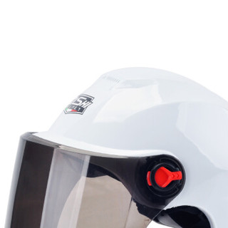 QISHI 骑士（QISHI）669白色 电动摩托车头盔男四季夏季防晒电瓶车头盔女士半覆式轻便式安全帽半盔反光尾灯 均码