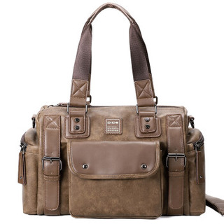 DiDe 迪德 旅行包男女多功能复古旅行袋大容量行李包手提健身包 DQ857 棕色