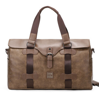 DiDe 迪德 旅行包男女多功能复古旅行袋大容量行李包手提健身包 DQ855 棕色