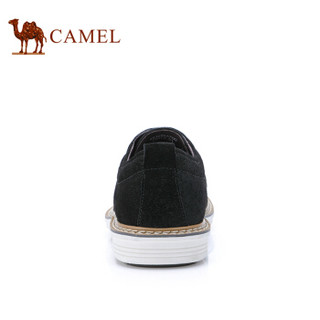 CAMEL 骆驼 潮流时尚轻盈反绒复古休闲牛皮鞋 A832266700 黑色 40