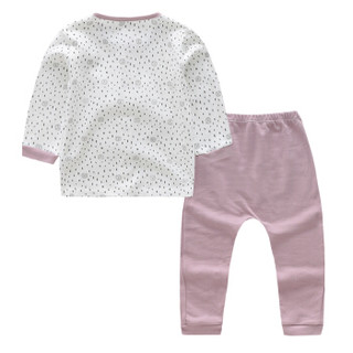 馨颂 婴儿套装新生儿上衣裤子婴幼儿两件套宝宝内衣 Q014D2 白色+紫色 80