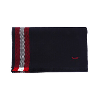 BALLY 巴利 男士深蓝色羊毛条纹长形围巾丝巾 M7D028F 8S040/710