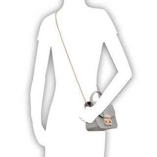 FURLA 芙拉 METROPOLIS系列 女士  牛皮革  迷你 手提斜挎单肩包小方包链条包 978139 灰色