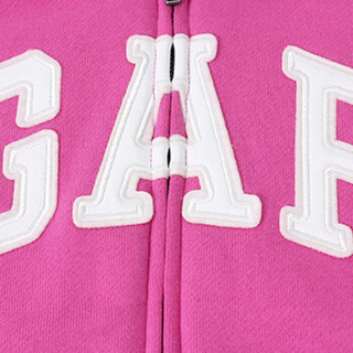 Gap旗舰店 女婴幼童 徽标简洁可爱纯色内衬连帽卫衣 玫红色 110cm(5T)