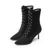 le saunda 莱尔斯丹 时尚优雅尖头系带侧拉链高跟女马丁靴LS 9T67002 黑色 37