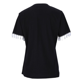 PINKO 女士黑色棉质绣花短袖T恤 1B135D 5071 Z99 M