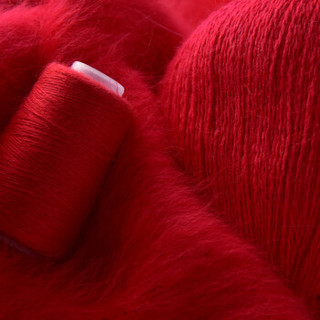 奥丝布莱特 羊绒线 长毛毛线 14/2中粗线 手编机织均可 婴儿宝宝毛线 围巾线J05 大红色