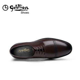 金利来（goldlion）男士都市正装舒适轻便皮鞋52084010843A-深棕色-38码