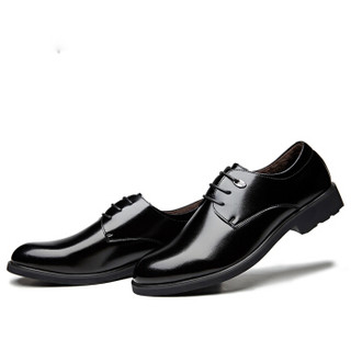 COSO 男士英伦商务休闲系带舒适加绒保暖正装皮鞋 C739-2 黑色 43