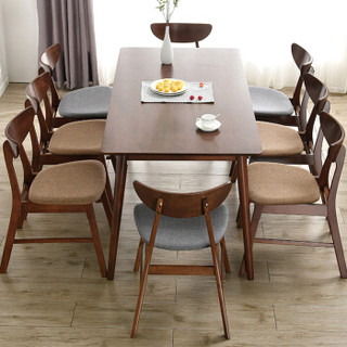 家逸实木餐桌 简约餐厅小户型饭桌 橡胶木长方形桌子