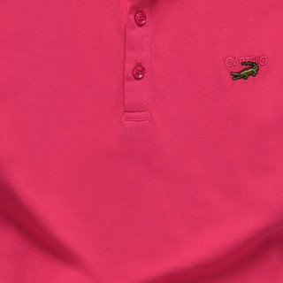 卡帝乐鳄鱼(CARTELO)短袖T恤男女情侣款棉翻领商务休闲男装t恤POLO衫 KFT0812 玫红色（女） XL