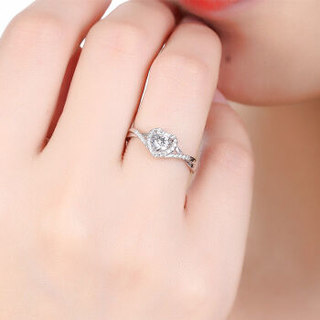 鸣钻国际 钻戒女 白18k金钻石戒指结婚求婚订婚女戒 情侣钻石对戒女款 ZSJ083 心爱 共约26分