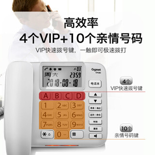 集怡嘉(Gigaset)原西门子品牌 电话机座机 固定电话 办公家用 中文菜单 黑名单 DA380白色