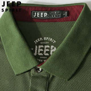 吉普 JEEP 男士Polo衫 短袖T恤男翻领棉质宽松半袖大码青年Polo衫 8078 黑色 2XL