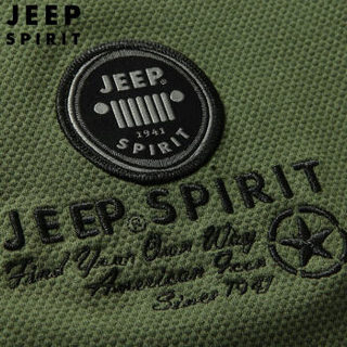 吉普 JEEP 男士Polo衫 短袖T恤男翻领棉质宽松半袖大码青年Polo衫 8078 黑色 2XL