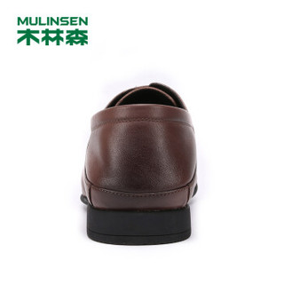 MULINSEN 木林森 男士韩版时尚简约头层软牛皮轻质套脚商务办公休闲皮鞋 SS97123