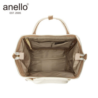 日本anello 离家出走妈妈包帆布中号小号双肩背包B0481A米白色
