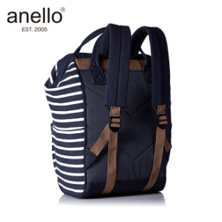 日本anello 离家出走棉质运动款金属支架双肩背包B0911A深蓝条纹
