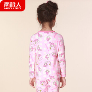 南极人儿童睡衣男童春夏季纯棉薄款中大童女孩长袖小孩空调服家居服套装N123T80122 莱卡棉女童草莓兔 160