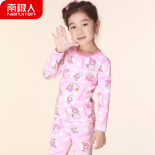 南极人儿童睡衣男童春夏季纯棉薄款中大童女孩长袖小孩空调服家居服套装N123T80122 莱卡棉女童草莓兔 160
