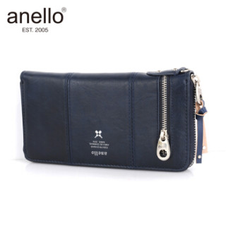 日本anello 日本潮流时尚圆弧拉链长款钱包D0691 藏蓝色