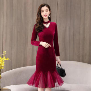 BAOSUEE 堡晟 春季女装新品连衣裙中长款修身宽松保暖舒适圆领V开口蕾丝裙子 cchnzMLJL8955 黑色 XXL