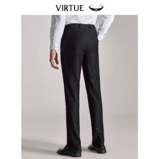 Virtue富绅精梳100%羊毛西裤男士2019春季新品单褶宽松商务休闲正装长裤YKM70243001 黑色 94