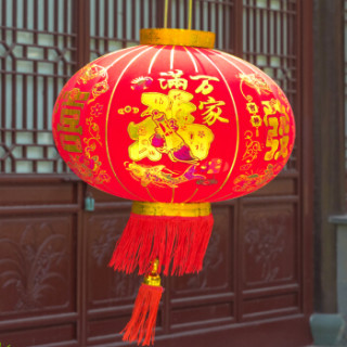 柯丽影 结婚庆用品绒布大红灯笼乔迁入户节庆镇宅结婚挂件户外阳台灯笼送LED灯 80#