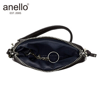 日本anello 带卡套手拿包零钱包卡包随身收纳包N0574 黑色