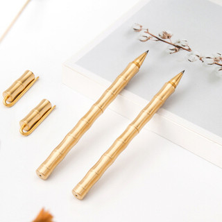 天色创意礼物竹节带夹黄铜笔定制刻字中性笔0.5mm黑色笔 磨砂面TS-5606