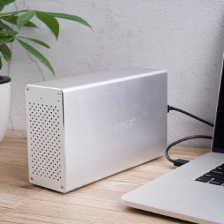 奥睿科(ORICO)磁盘阵列柜usb3.0硬盘柜SATA串口全铝台式机外置盒RAID柜 3.5英寸Type-c双盘位 WS200RC3 银