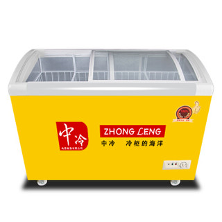 中冷(ZL) 258升展示柜冷藏保鲜柜 商用卧式冰柜 圆弧玻璃门雪糕柜 冷藏冷冻柜饮料展示柜冷柜 SR/SF-278