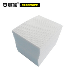 安赛瑞 39676 经济型片装吸油棉(100片装)白色吸油专用吸附棉 工业吸油棉 泄漏应急吸油棉片