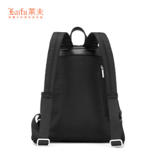 莱夫 双肩包女中号背包出行旅游轻盈尼龙帆布包8410963J黑色五角星