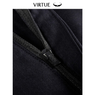 Virtue富绅宽松单褶羊毛防皱男2019春季新品西裤商务休闲暗竖纹正装直筒西裤YKM60243103 藏青色 90
