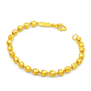 周大福(CHOW TAI FOOK)唯美串珠 足金黄金手链 F202691 148 16.25cm 约7.8克