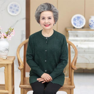 AUDDE 2018秋季新品中老年女装长袖毛衣外套60岁70老年人薄款针织衫开衫上衣女 MMTH2589 驼色 XXL