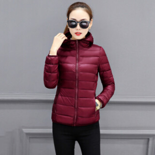 尚格帛 2018秋冬季新品女装羽绒服女轻薄大码修身显瘦轻便韩版薄款外套短款羽绒服 MMTS001GB 酒红色 S
