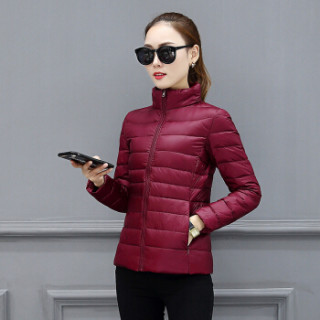 尚格帛 2018秋冬季新品女装羽绒服女轻薄大码修身显瘦轻便韩版薄款外套短款羽绒服 MMTS001GB 酒红色 S