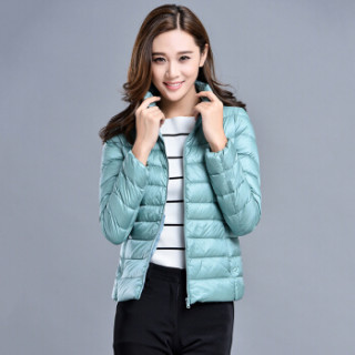 凡淑 2018秋冬新品韩版女装羽绒服短款轻薄运动大码修身显瘦轻便薄款外套 果绿色 S