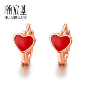 潮宏基 CHJ JEWELLERY 扑克红桃 18K金彩金耳环耳钉 EEK30001979 18K金耳环