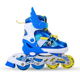 迪士尼(Disney)儿童溜冰鞋全闪光轮滑鞋套装 轮滑包可调旱冰鞋DCB71250-A8-1米奇35-38