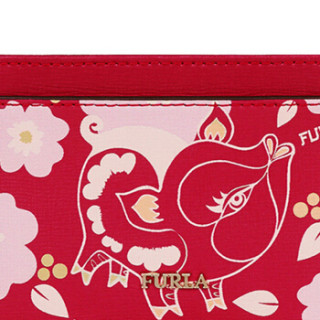 FURLA 芙拉 SS19 CRUISE 女士 牛皮剖层革 红色+混色 BABYLON系列 S号 吉祥猪卡包零钱袋996686 红色+混色