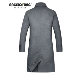 ANGELOYANG 男 男士双面尼羊毛尼大衣2018秋冬新品70%羊毛中长款手工制作男中青年羊毛外套 7338 灰色 190