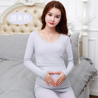 凡淑 2018冬季新品女装加厚保暖内衣套装哺乳衣喂奶衣月子服 HCJR887FSTZR 887孕妇加绒豆沙色 均码