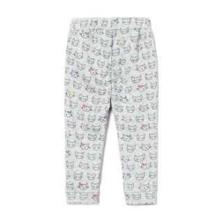Gap旗舰店 女婴 Logo徽标棉质卡通印花休闲裤376275 浅麻灰 18-24M