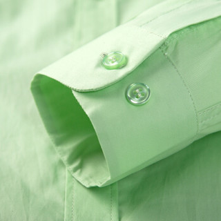 骆驼（CAMEL）男装 纯色扣领尖领长袖商务休闲衬衫 男士衬衣  D5C221427 浅绿42