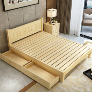 商品驰界(chijie)单人床 现代简约 原木色 全实木 150*190*90cm