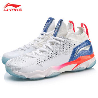 LI-NING 李宁 全新音爆2.0女子一体织袜套缓震耐磨防滑羽毛球专业鞋 AYZP002-1 标准白 38码